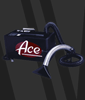 Ace Welding Fume Extractor Part# 73-201-HEPA Photo with black graphic background of extractor with spark trap and filter