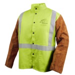 Black Stallion FR Cotton & Cowhide Hybrid™ Welding Jacket, Safety Lime #JH1012-LM