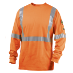 7 OZ FLAME-RESISTANT COTTON ORANGE LONG SLEEVE T-SHIRT WITH SILVER REFLECTIVE  - NFPA 2112, NFPA 70E