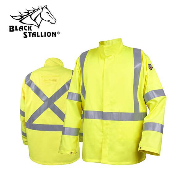 Black Stallion TruGuard 250 FR Cotton Welding Jacket, Reflectives - 32" #JF1117