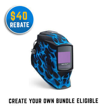 Miller Digital Elite Auto Darkening Helmet 'Blue Flame' +gloves