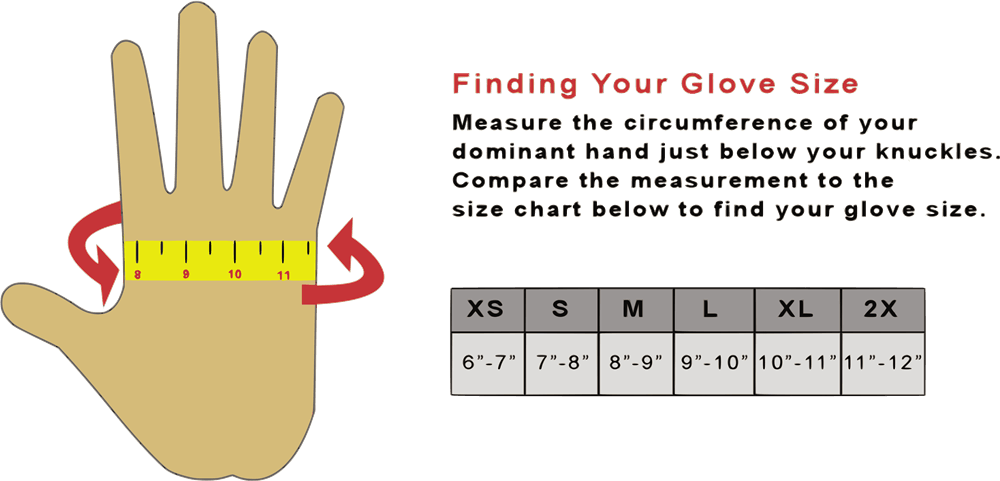 Welding gloves size chart