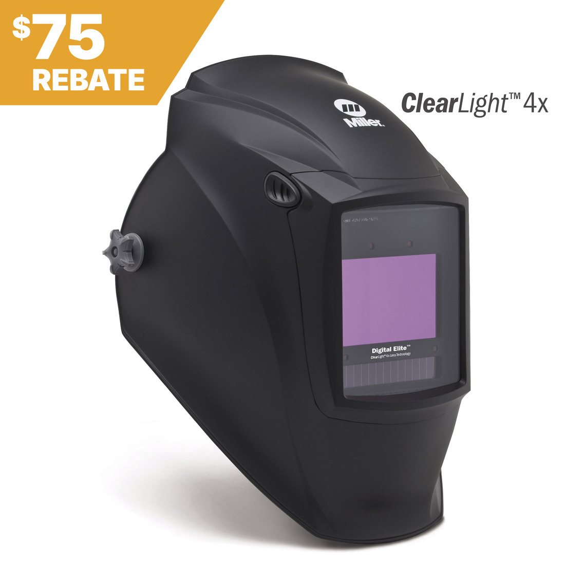 Miller Digital Elite™ Welding Helmet, Black (QR), ClearLight 4x #296765 Rebate