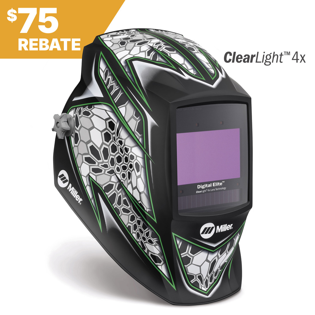 Miller Digital Elite™ Welding Helmet, Raptor, ClearLight 4x #296773 Rebate