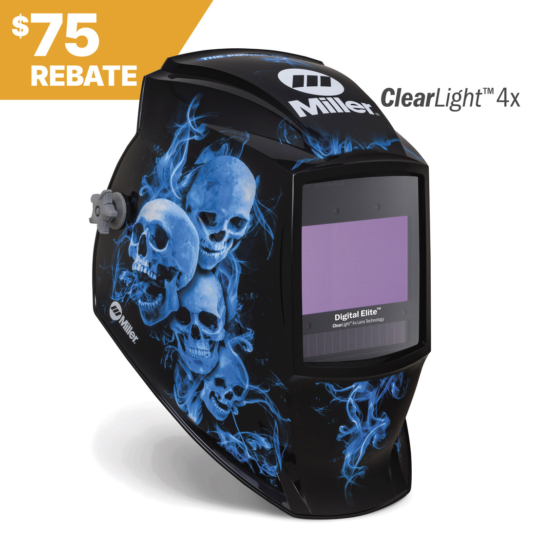 Miller Digital Elite™ Welding Helmet, Blue Rage II, ClearLight 4x #296774 Rebate