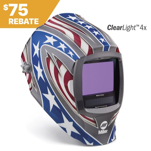 Miller Digital Infinity™ Welding Helmet, Stars & Stripes, ClearLight 4x #296780 Rebate