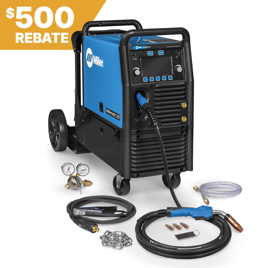 Millermatic® 255 MIG/Pulsed MIG Welder w/ EZ-Latch™ Running Gear Rebate