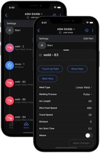 Hirebotics welding cobot mobile app