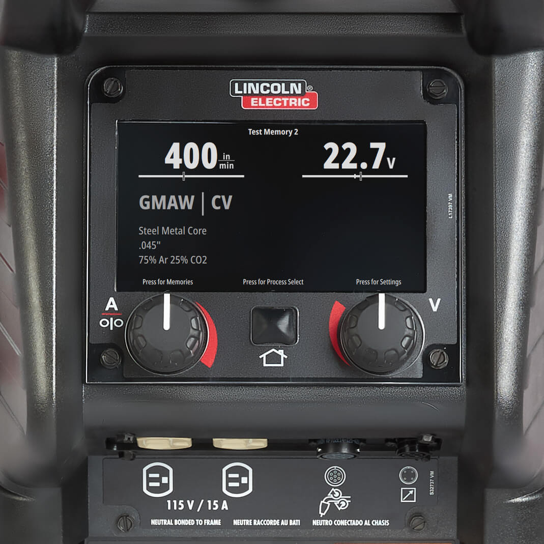 Color display control panel interface - Lincoln Electric Power MIG 262MP