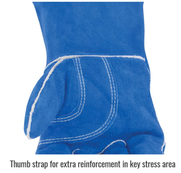 Thumb strap for extra reinforcement in key stress area