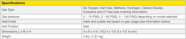 Specifications Victor Heavy Duty "Edge" Acetylene Regulator #0781-3602 Specifications Victor Heavy Duty "Edge" Acetylene Regulator #0781-3602