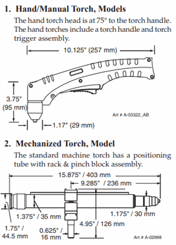 Torch Configurations Thermal Dynamics Cutmaster 102 Plasma Cutter #1-1330-1