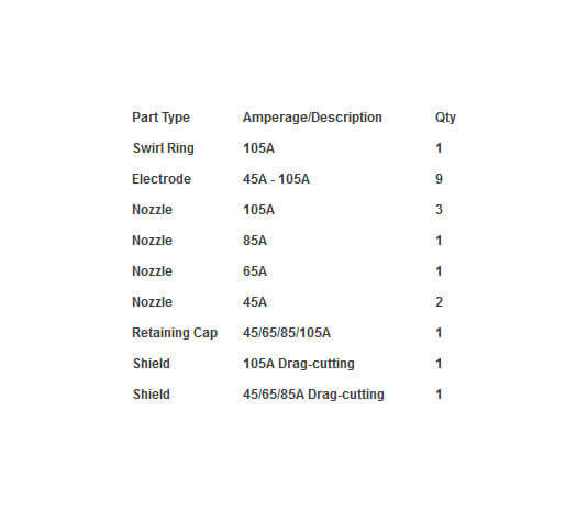 Hypertherm Powermax 105 Consumable Kit #851471 for sale at Welders Supply