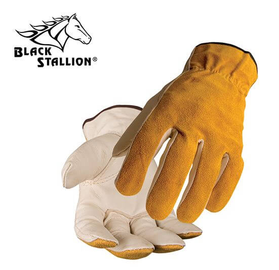 Black Stallion 5F Premium Cowhide Gloves Short Cuff Large 12 pack 