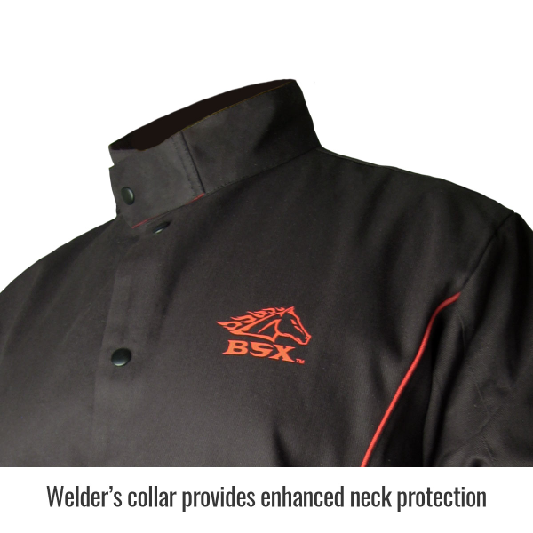 Black Welder Jacket With Extra Neck Protection Black Welder Jacket With Extra Neck Protection