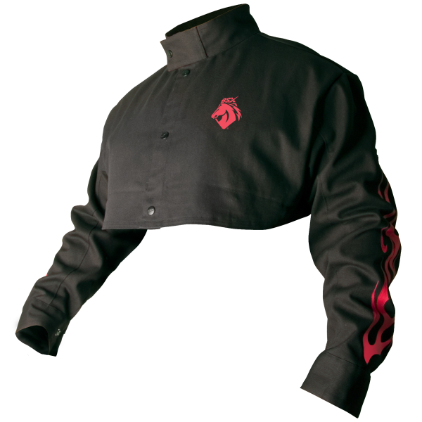 Revco ToolHandz BSX Black FR Welding Cape Sleeve With Red Flames #BX21CS Revco ToolHandz BSX Black FR Welding Cape Sleeve With Red Flames #BX21CS