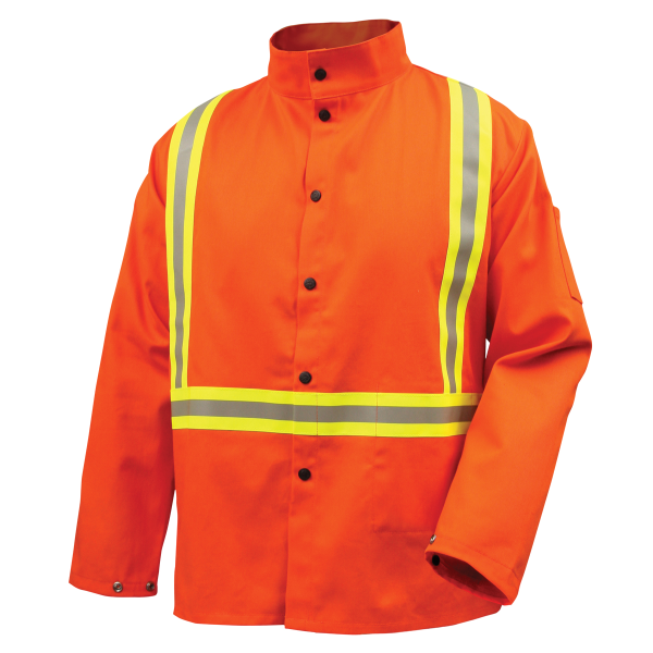Safety Welding Jacket w/ FR Triple Trim Tape (Orange) #JF1010-OR