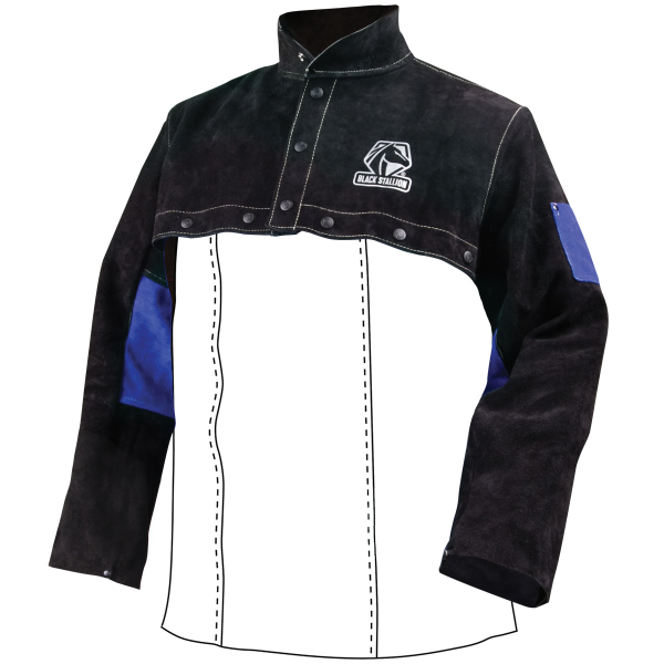 Black Stallion Color Block Leather Cape Sleeves JL1021-BB