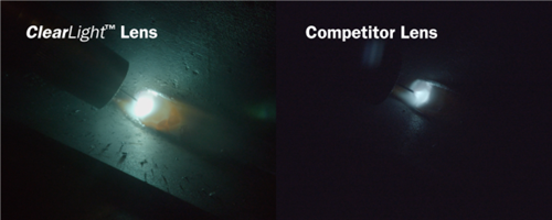 Lighting with ClearLight vs competitor lens technology