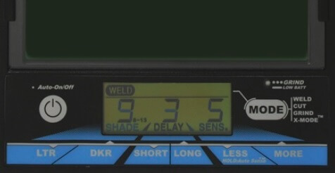 Miller Digital Elite Auto Darkening Helmet #257214 Control panel with four operating modes