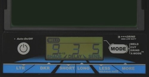Miller Digital Elite Auto Darkening Helmet #257214 Control panel with four operating modes