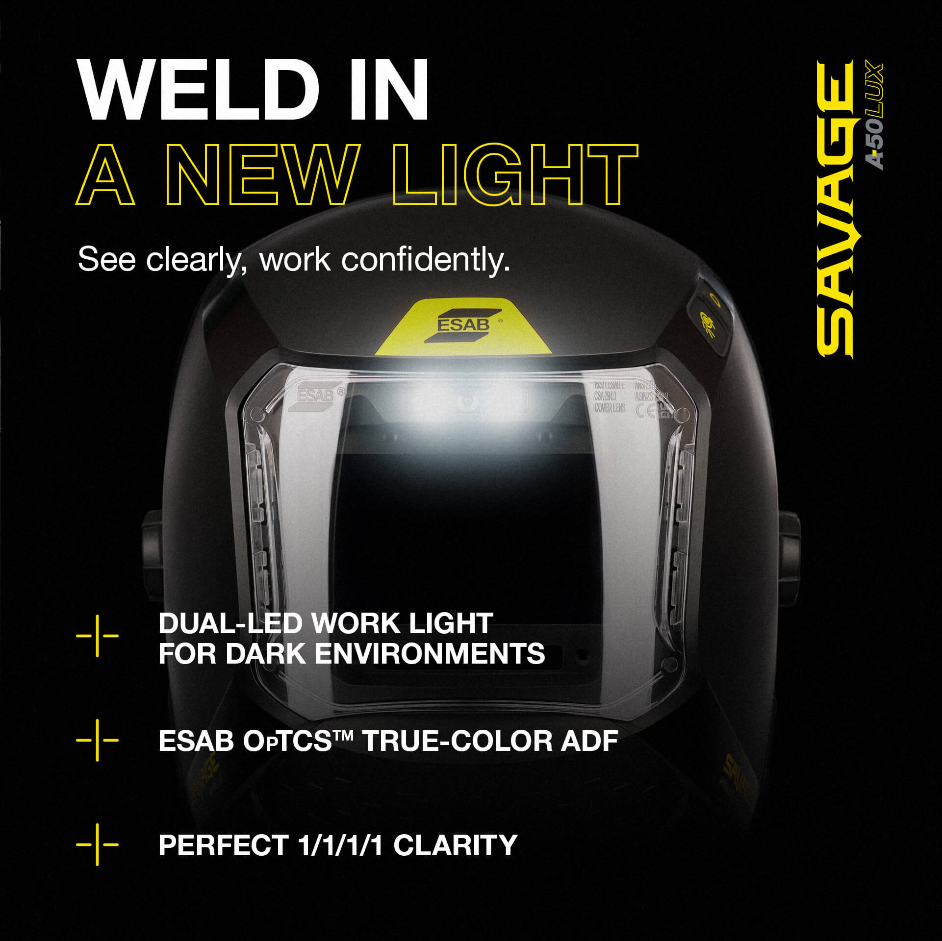 ESAB® Savage™ A50LUX Welding Helmet #0700500950 Features