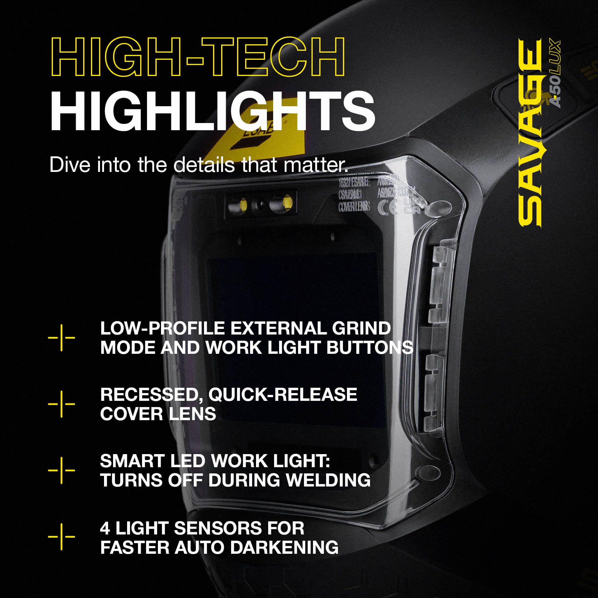 ESAB® Savage™ A50LUX Welding Helmet #0700500950 Highlights