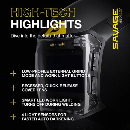 ESAB® Savage™ A50LUX Welding Helmet #0700500950 - Highlights