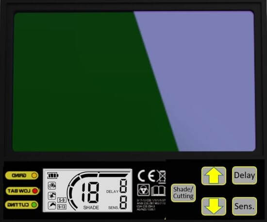 ESAB® Savage™ A50LUX Welding Helmet #0700500950 - Viewing lens & buttons