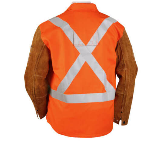 Black Stallion Orange FR Cotton & Cowhide Hybrid™ Jacket, Reflectives - 30" #JH1012-OR