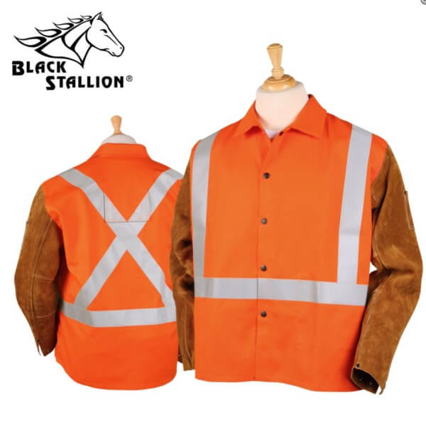 Black Stallion Orange FR Cotton & Cowhide Hybrid™ Jacket, Reflectives - 30