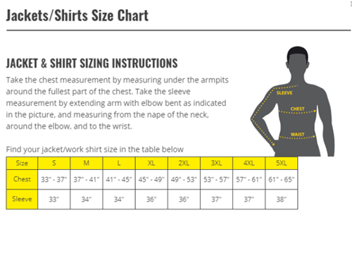 JH1016-NB Size Chart