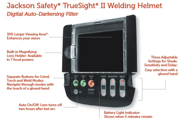 Best price on Jackson HLX Auto Darkening Welding Helmet with TRUESIGHT II,  Black, Part #29371