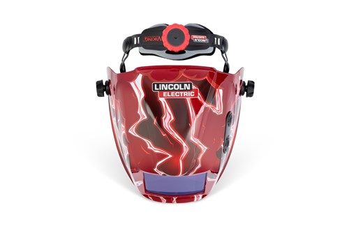 top side view of the Lincoln Electric VIKING™ 3350 ADV Welding Helmet, Red Strike™, K5754-5