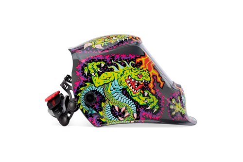 side view of the Lincoln Electric VIKING™ 3350 ADV Welding Helmet Replacement Shell, Mythical™, KP5757-2
