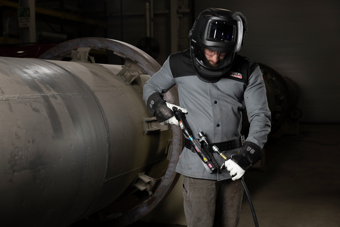 Lincoln VIKING™ 3250D FGS® SAR Welding Helmet, No Hose, K5443-1 on a welder