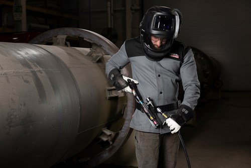 Lincoln VIKING™ 3250D FGS® SAR Welding Helmet, No Hose, K5443-1 on a welder