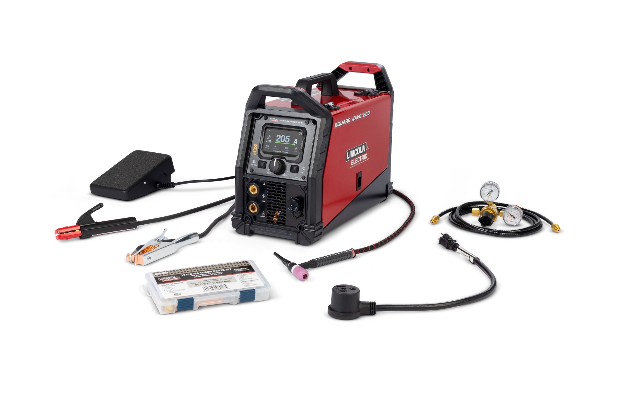 Lincoln Electric Square Wave® 205 AC/DC Tig & Stick Welder (K5613-1) with various attachments