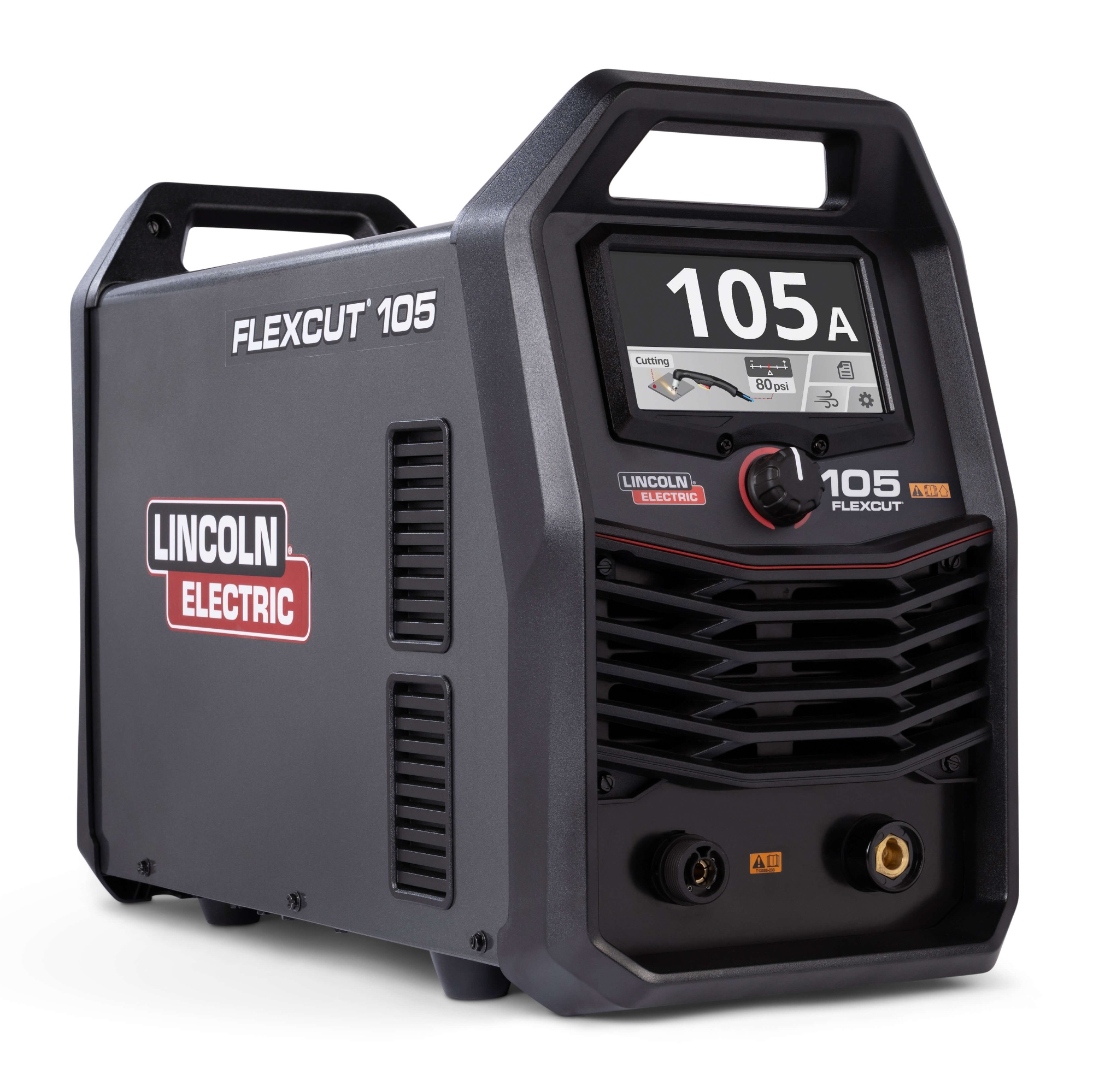 front right view of the Lincoln FlexCut 105 Plasma Cutter, 25ft Handheld Torch, K5827-H power source