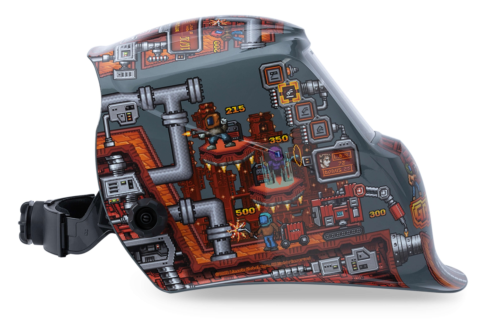 8bit video game themed welding helmet