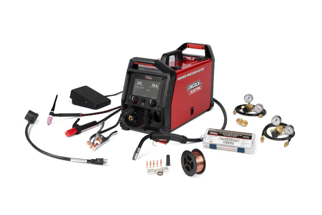 Lincoln Electric Power MIG 220 AC/DC Multi-Process Welder #K5379-1 with all consumables and accessories