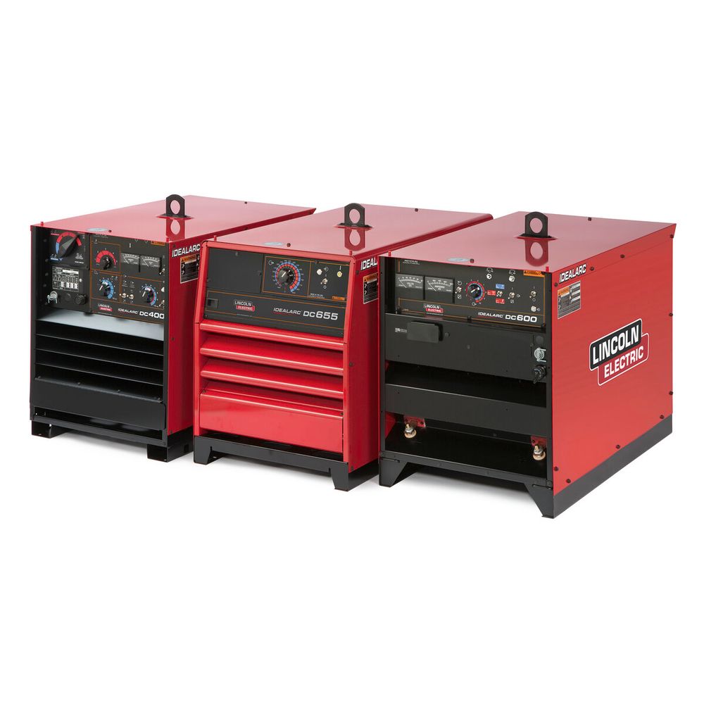 Idealarc DC600 multi-process welder offers SCR rectifier arc action for industrial DC heavy duty shop applications.