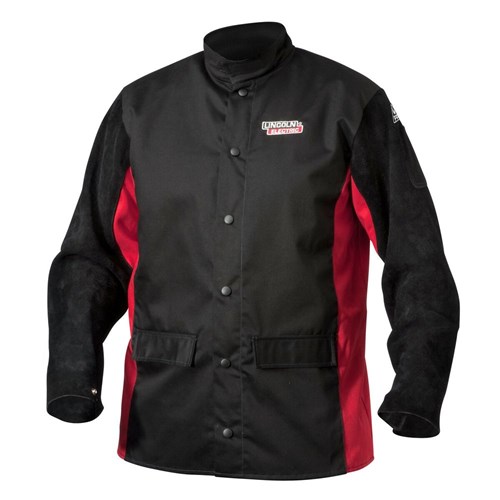 Leather and cotton flame-resistant jacket for sale online