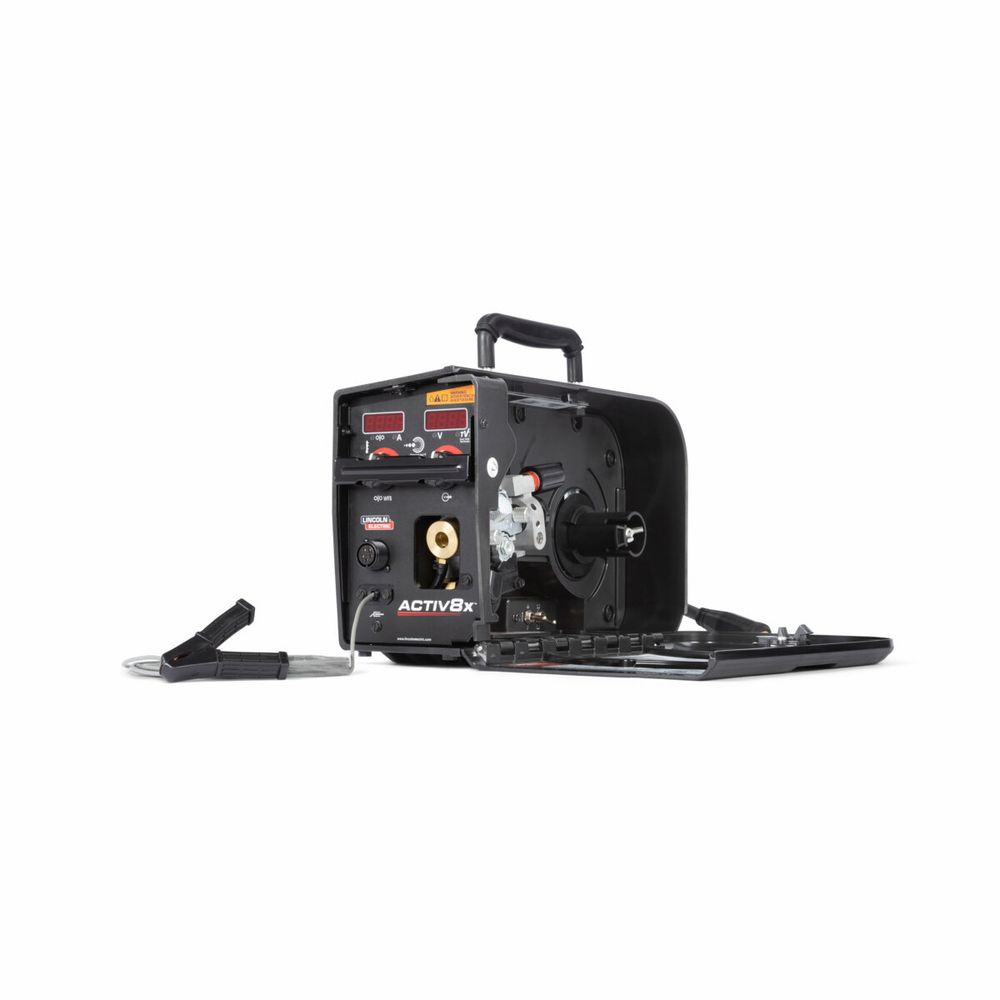 Lincoln Electric Activ8X™ CE Wire Feeder (Twist Mate™/Dinse®) #K3519-2 - Side view, open