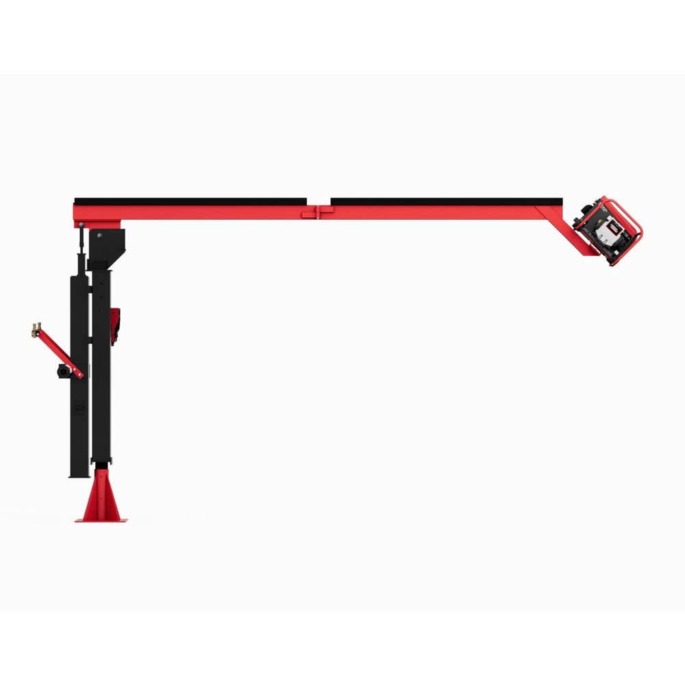 Dual boom wire feeder featuring streamlined cable management for safety
