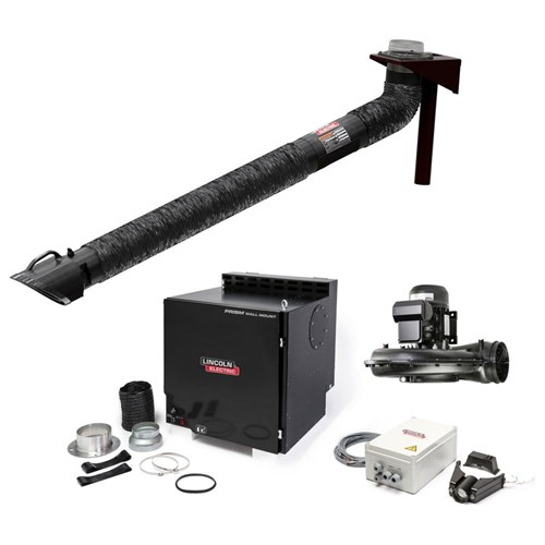 Lincoln Electric Prism® Wall Mount Welding Fume Extractor One Pak®, w/ Single Telescopic 5-8 ft. Arm, Arc Sensor #K4468-15