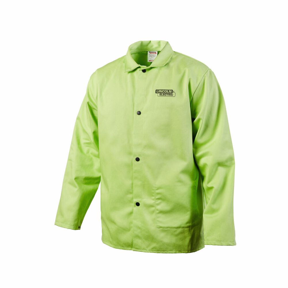 Safety hi-vis yellow flame-resistant (FR) welding jacket
