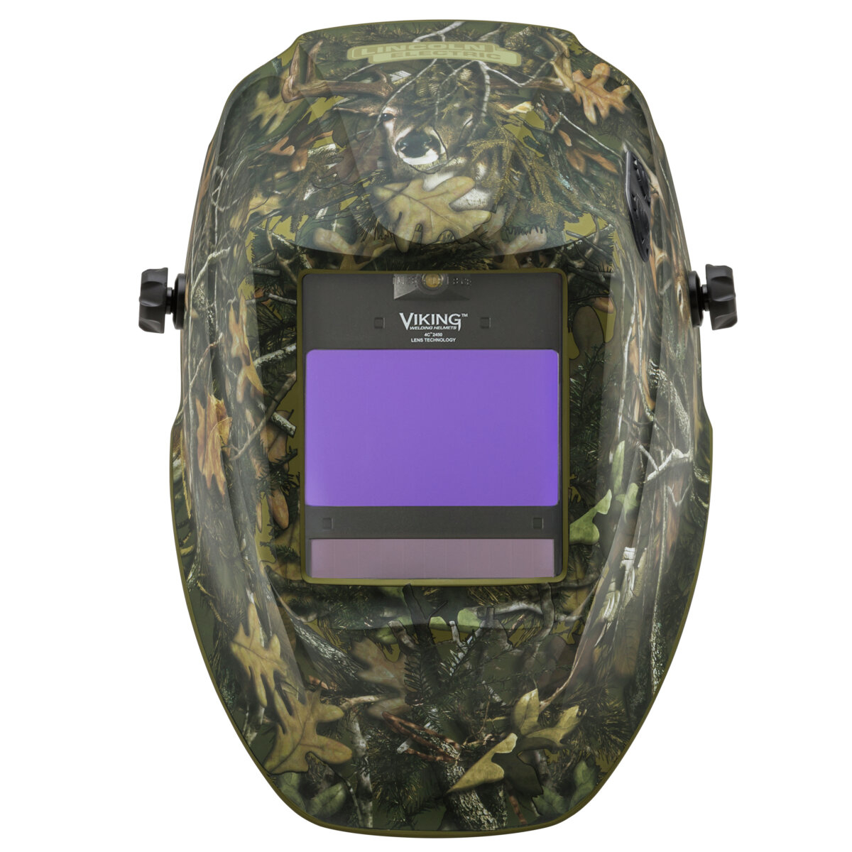 Lincoln Electric welding helmet with camoflage hunting design