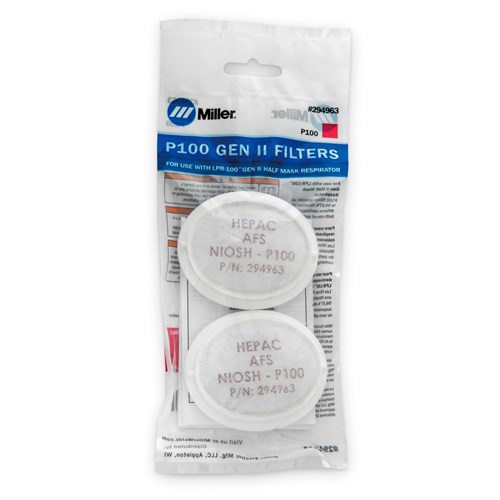 Miller P100 Filters for LPR-100™ Gen. II Respirators, Certified High-Efficiency Filtration #294963