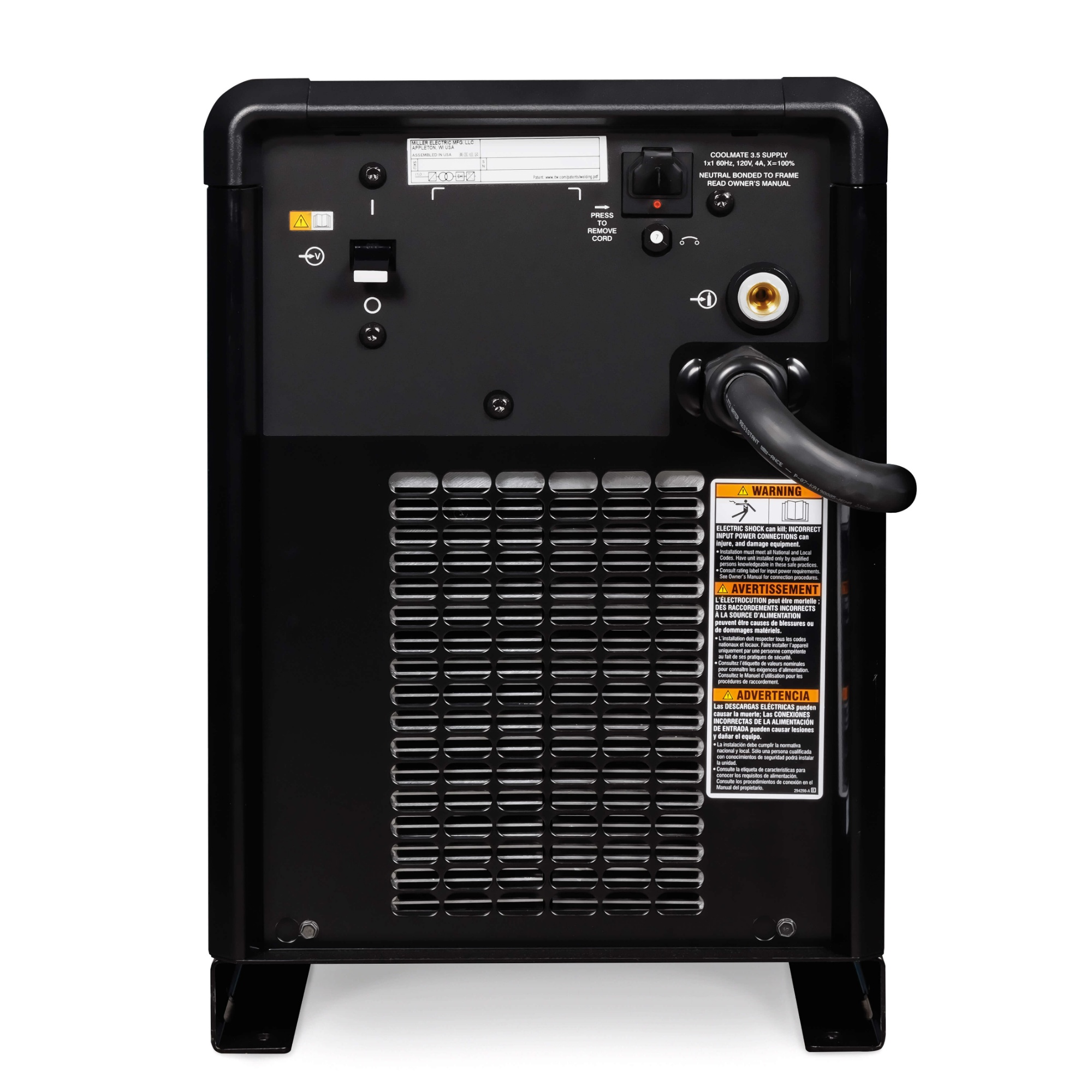 Miller Maxstar 400 TIG Welding machine power source #907873 - Rear view with exhaust fans and power cord